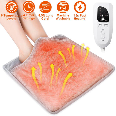 ❄️ Premium Electric Foot Warmer – 6 Heat Settings & 4 Timer Modes, Machine Washable! - Kamykart