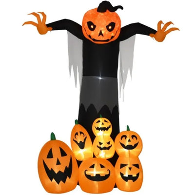 7.5 ft Pumpkin & Ghost Patch Inflatable – LED Light-Up Halloween Yard Décor - Kamykart