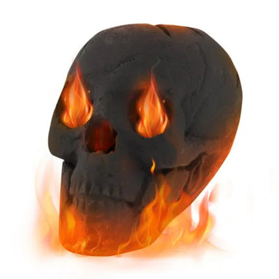 Ceramic Fire Pit Skull  | Realistic Burning Skull Decor for Fireplaces, Bonfires & Halloween Nights - Kamykart